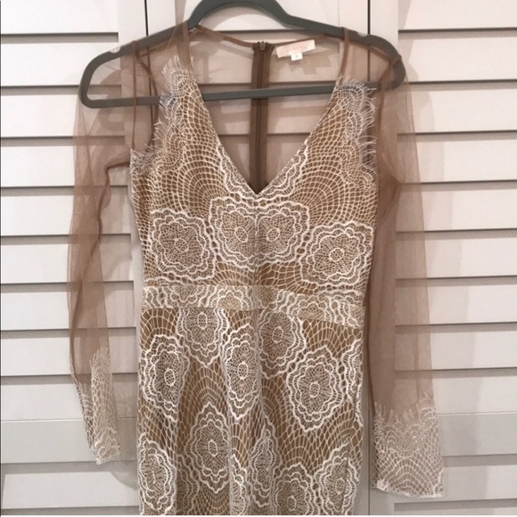 Lace Dress Nude White Cocktail Mini Dress Sz M EUC - Picture 5 of 9